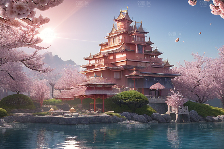 魔法宝殿穿越桃花宫殿的奇幻世界