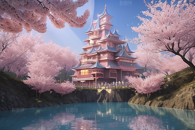 魔法宝殿穿越桃花宫殿的奇幻世界