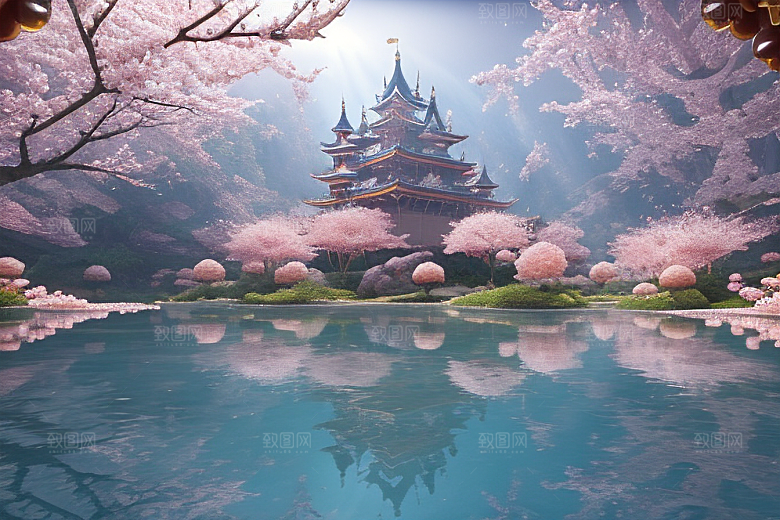 深海童话世界绽放桃花的奇幻之旅