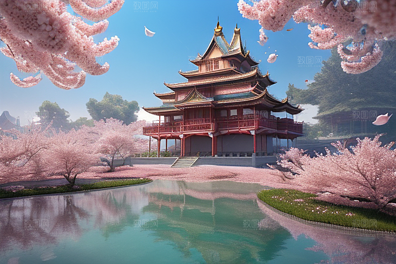 深海童话世界绽放桃花的奇幻之旅