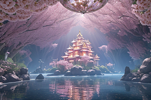 深海童话世界绽放桃花的奇幻之旅