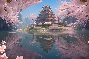深海童话世界绽放桃花的奇幻之旅