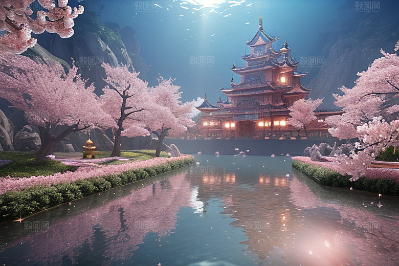 深海童话世界绽放桃花的奇幻之旅