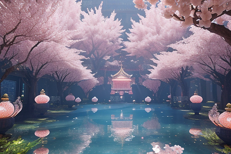 深海童话世界绽放桃花的奇幻之旅