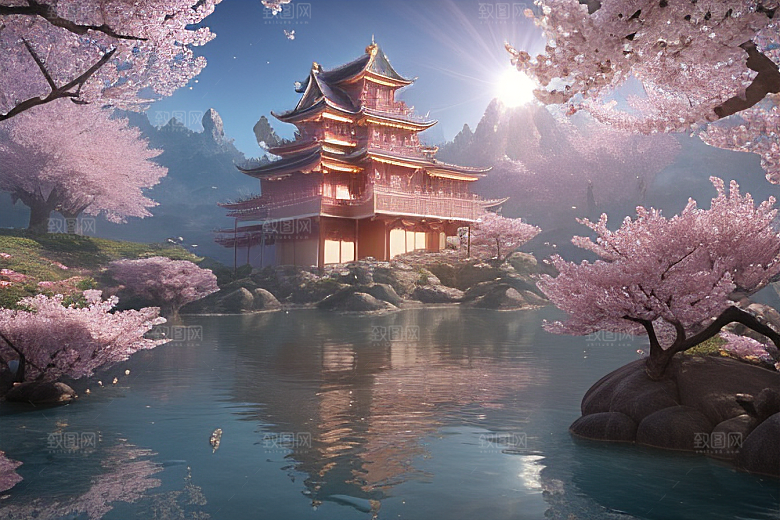 深海童话世界绽放桃花的奇幻之旅