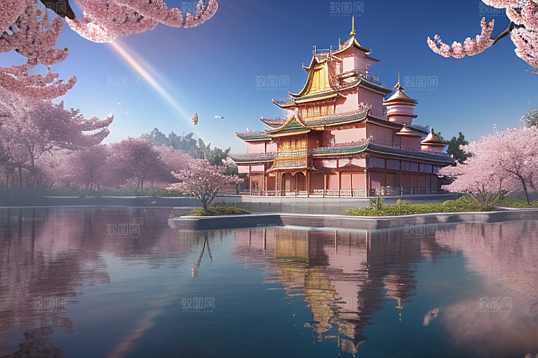 深海童话世界绽放桃花的奇幻之旅