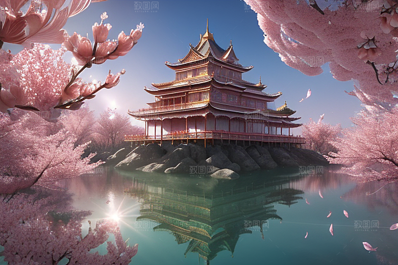 深海童话世界绽放桃花的奇幻之旅