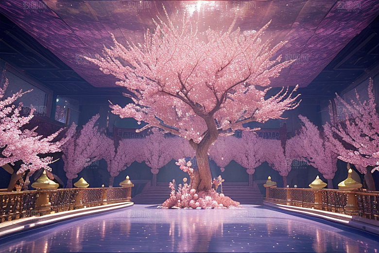 深海梦境桃花绽放的奇幻世界