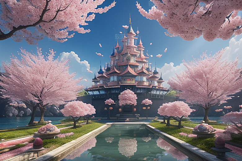 深海梦境桃花绽放的奇幻世界