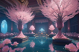 深海花海桃花绽放的奇幻之旅