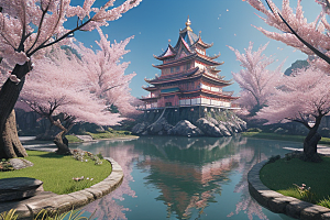深海花海桃花绽放的奇幻之旅