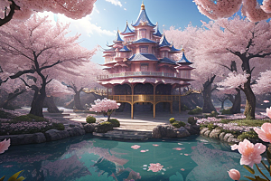 深海花海桃花绽放的奇幻之旅