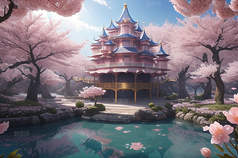 深海花海桃花绽放的奇幻之旅