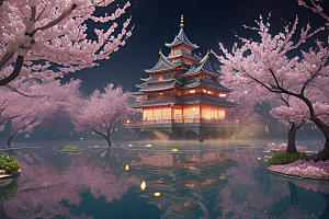 深海花海桃花绽放的奇幻之旅