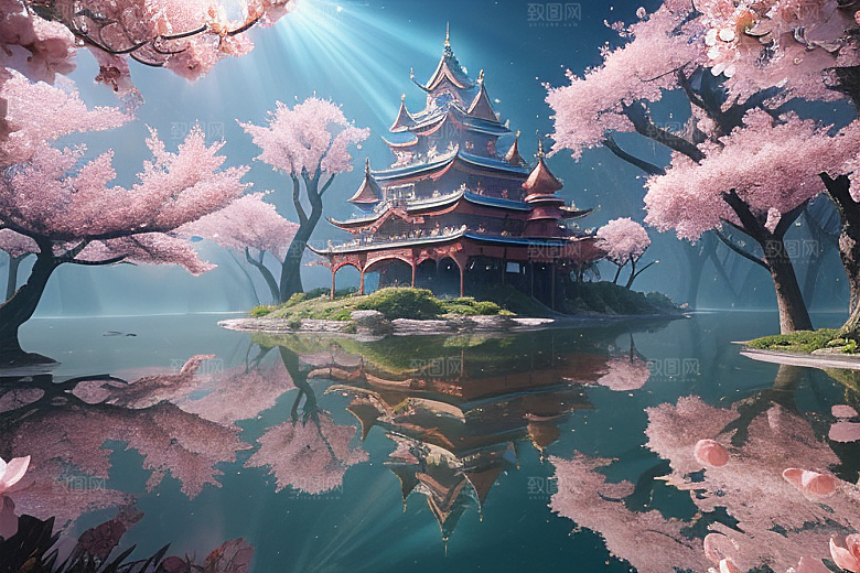 深海花海桃花绽放的奇幻之旅