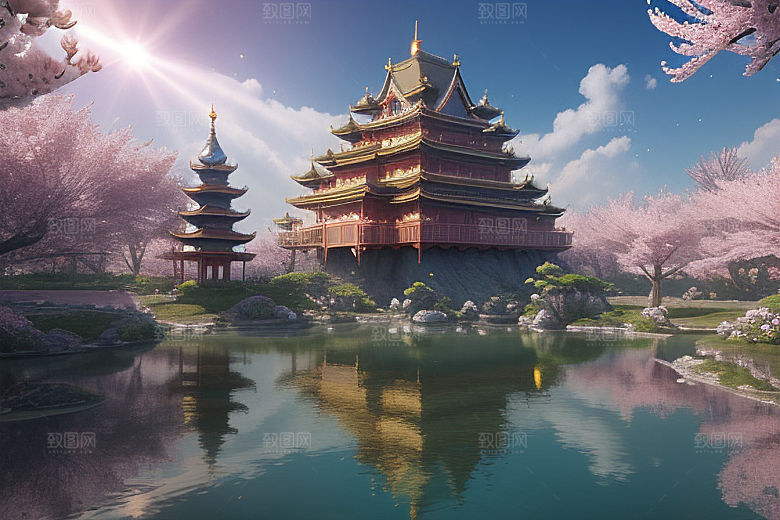 深海花海桃花绽放的奇幻之旅