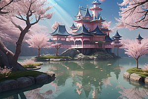 奇幻之旅穿越透明宫殿的桃花世界