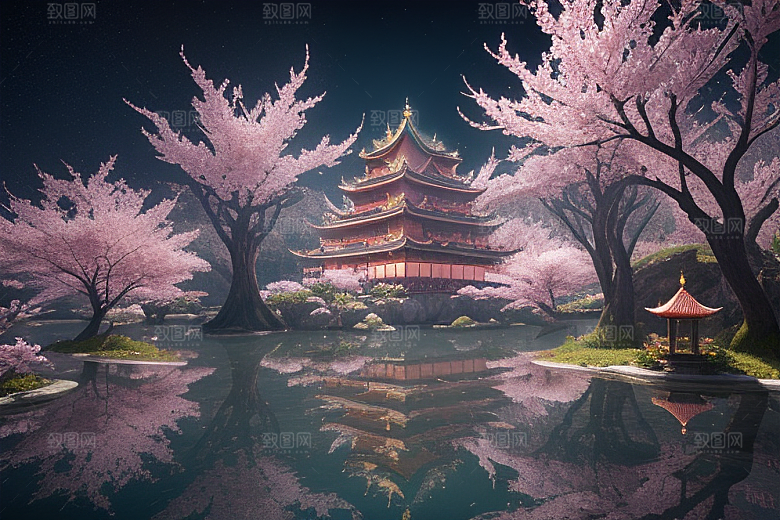 奇幻之旅穿越透明宫殿的桃花世界