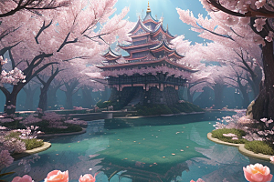 奇幻宝殿穿越透明宫殿的桃花之旅