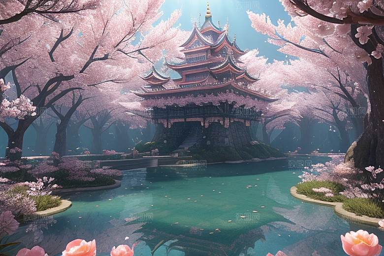 奇幻宝殿穿越透明宫殿的桃花之旅