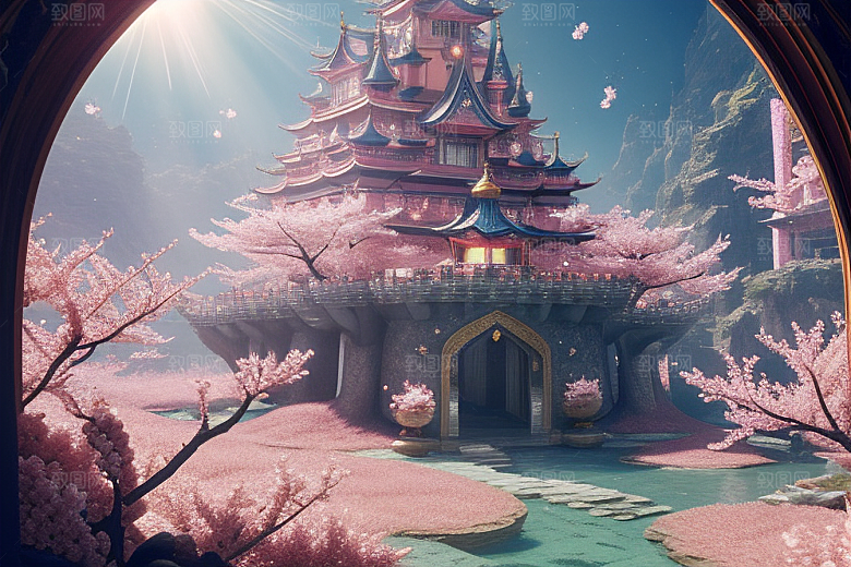 奇幻宝殿穿越透明宫殿的桃花之旅