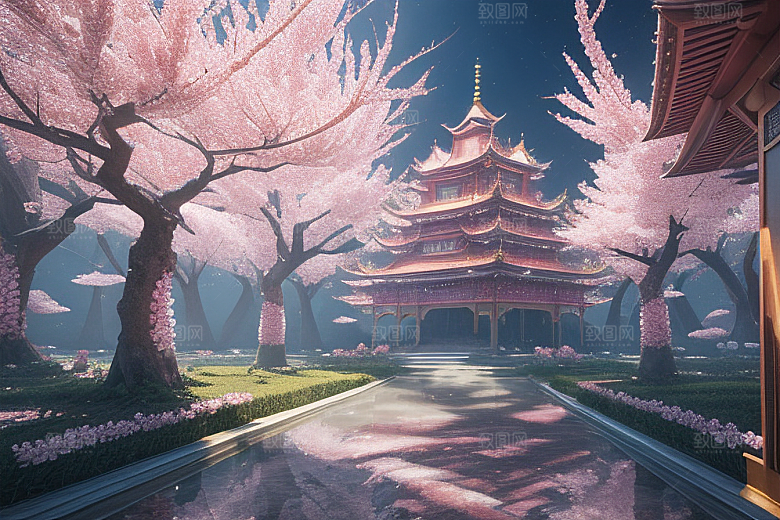 奇幻宝殿穿越透明宫殿的桃花之旅