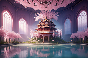 奇幻宝殿穿越透明宫殿的桃花之旅