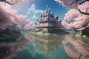 奇幻宝殿穿越透明宫殿的桃花之旅