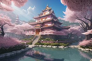 奇幻宝殿穿越透明宫殿的桃花之旅
