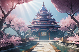 奇幻宝殿穿越透明宫殿的桃花之旅