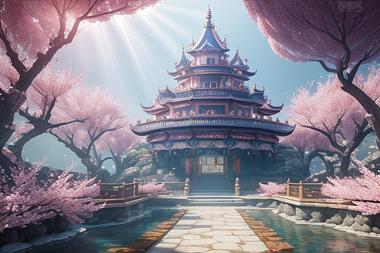 奇幻宝殿穿越透明宫殿的桃花之旅