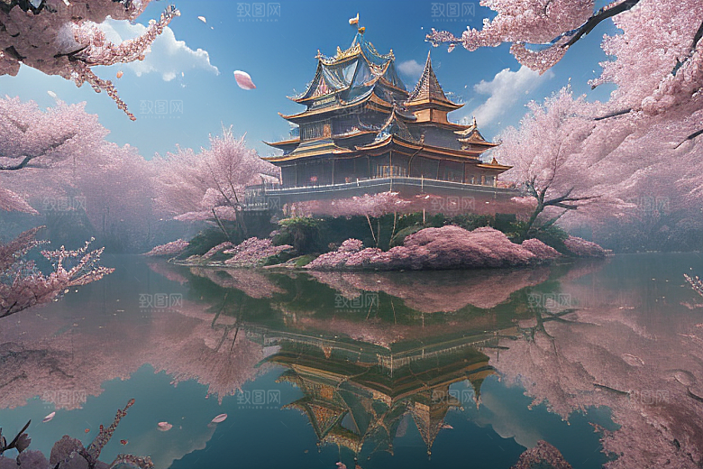 魔法宝殿穿越桃花宫殿的奇幻世界