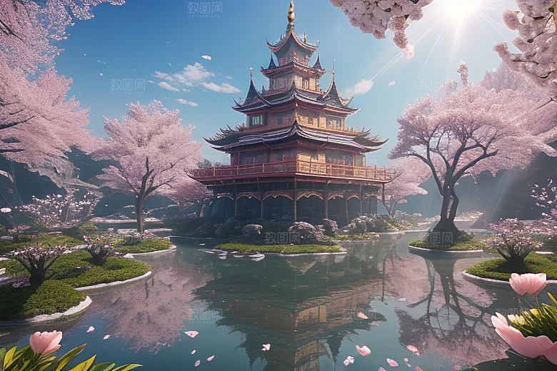魔法宝殿穿越桃花宫殿的奇幻世界