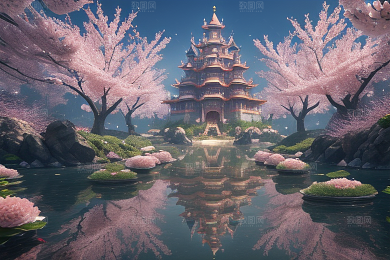 魔法宝殿穿越桃花宫殿的奇幻世界