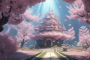魔法宝殿穿越桃花宫殿的奇幻世界