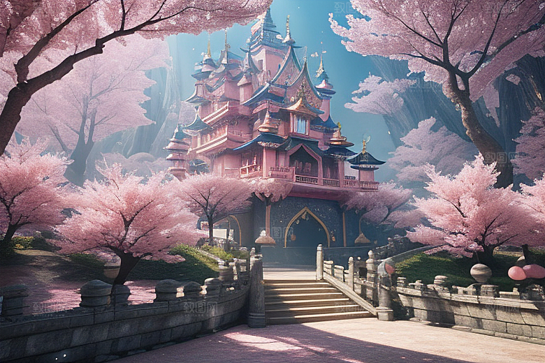 魔法宝殿穿越桃花宫殿的奇幻世界