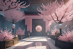 魔法宝殿穿越桃花宫殿的奇幻世界