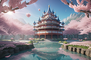 魔法宝殿穿越桃花宫殿的奇幻世界