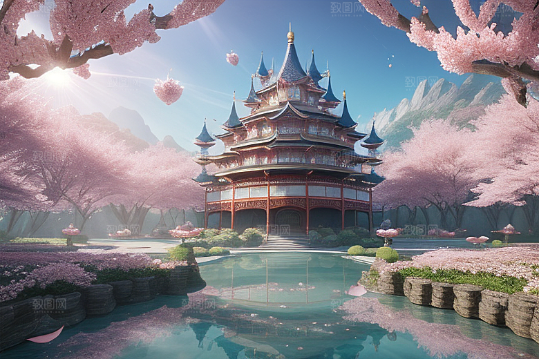 魔法宝殿穿越桃花宫殿的奇幻世界