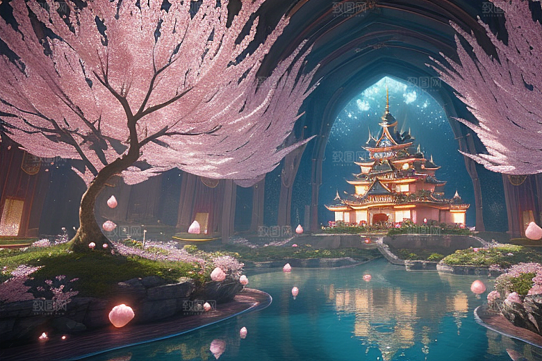 魔法宝殿穿越桃花宫殿的奇幻世界