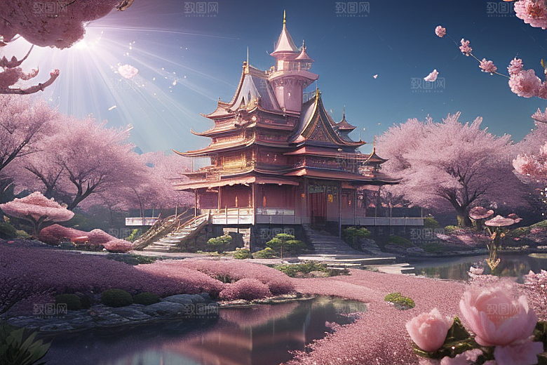 魔法宝殿穿越桃花宫殿的奇幻世界