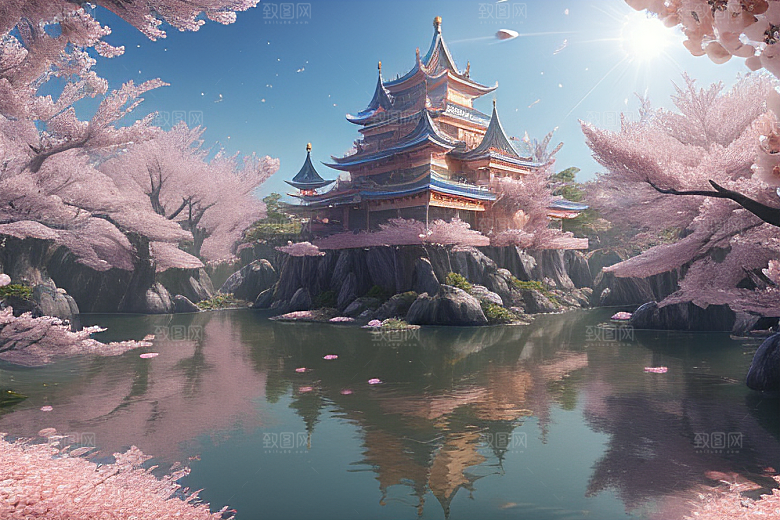 魔法宝殿穿越桃花宫殿的奇幻世界