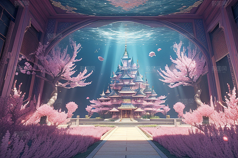 深海童话世界绽放桃花的奇幻之旅