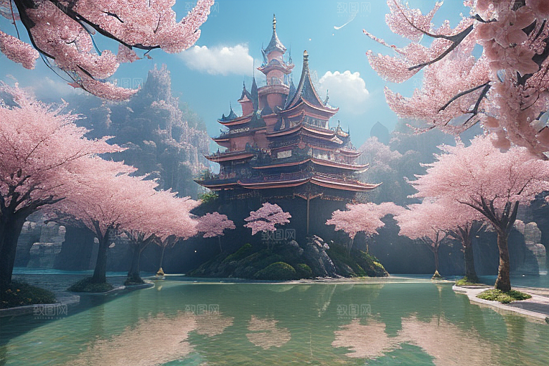 深海童话世界绽放桃花的奇幻之旅