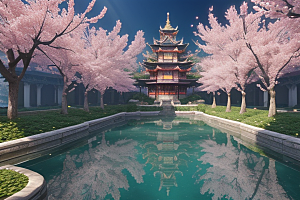 深海童话世界绽放桃花的奇幻之旅