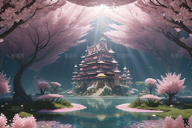 深海童话世界绽放桃花的奇幻之旅