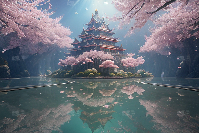 深海童话世界绽放桃花的奇幻之旅