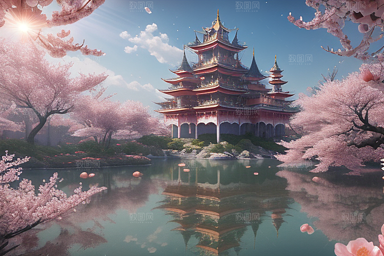 深海童话世界绽放桃花的奇幻之旅