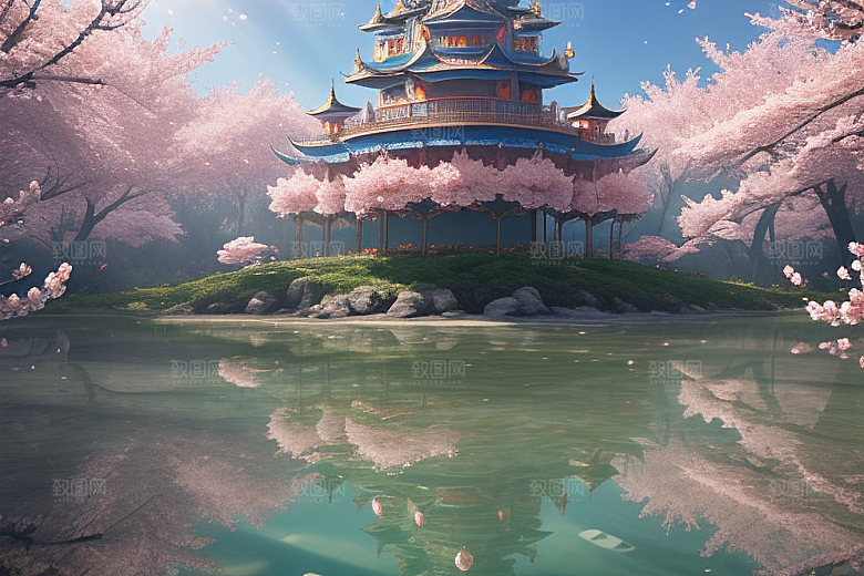 深海童话世界绽放桃花的奇幻之旅