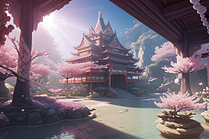 深海童话世界绽放桃花的奇幻之旅